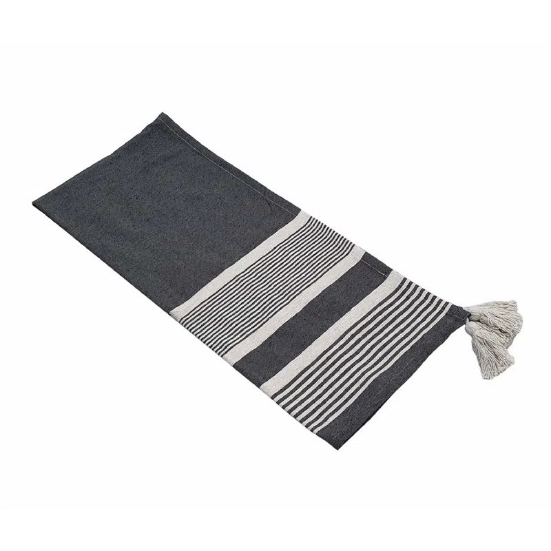 Black and White Striped Cotton Blend Throw Blanket, 50" x 60"