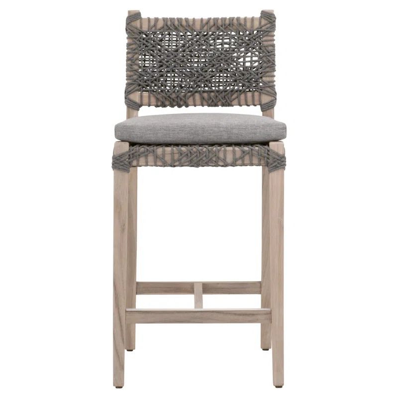Dove Gray Teak and Rope Outdoor Counter Stool