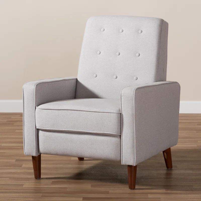 Mathias Light Gray Manual Reclining Mid-Century Arm Chair