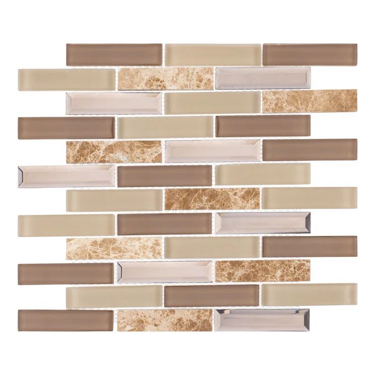 Mergo 1" x 3" Beveled Marble Look Mosaic Tile in Quint