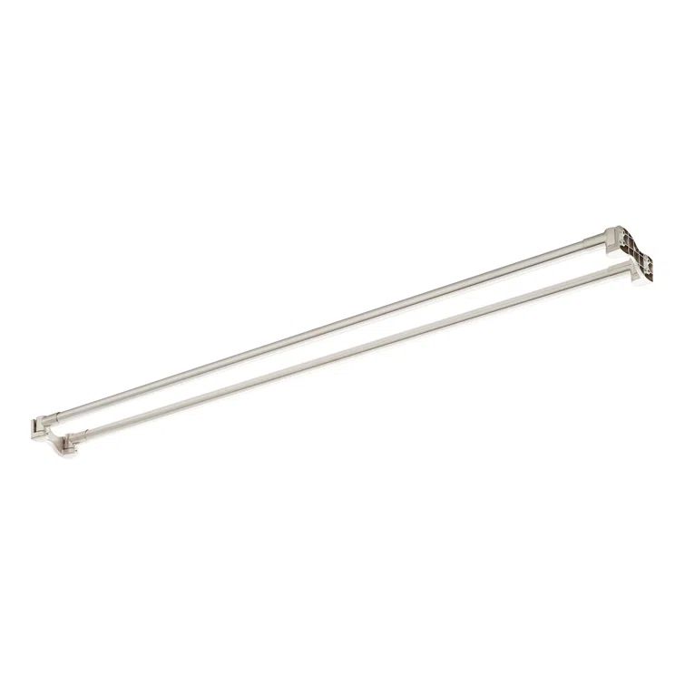 60" Brushed Nickel Brass Double Bar Wall Mounted Shower Curtain Rod