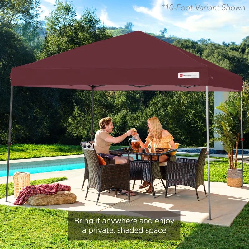 Burgundy 12ft x 12ft Adjustable Steel Frame Pop-Up Canopy Tent