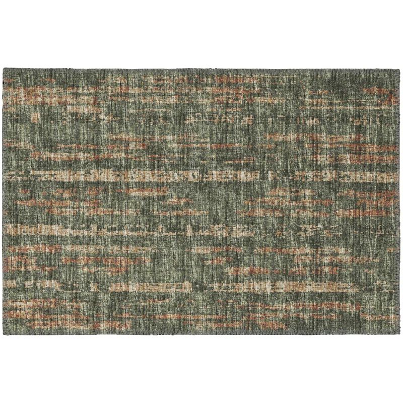 Green Abstract Chenille Flat Woven Non-slip Rug 1'8" x 2'6"