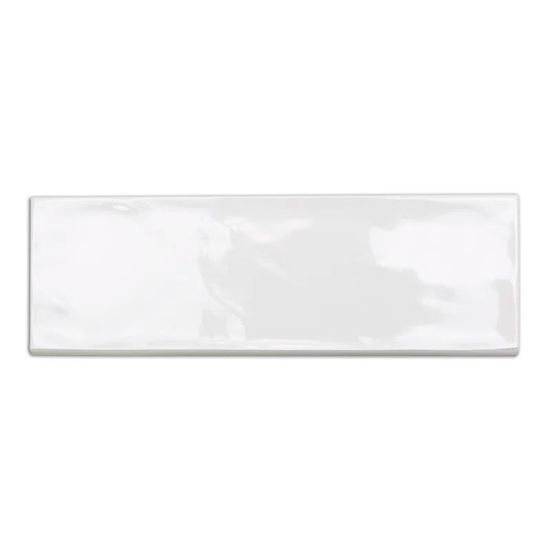 Pier White Polished Ceramic Bullnose Wall Tile Trim, 4x12