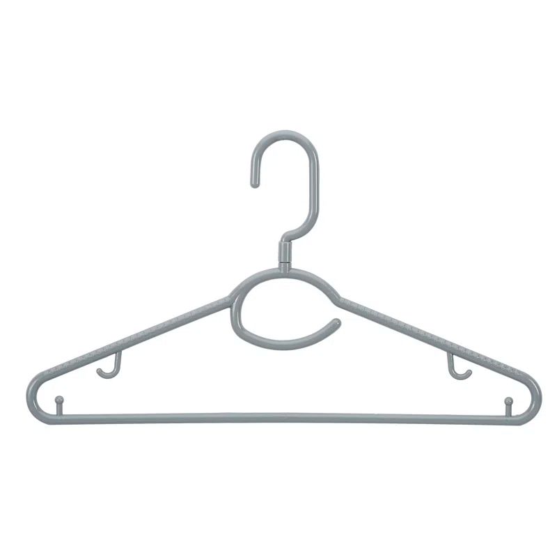 Gray Heavyweight Plastic Hangers with Swivel Hook and Rubber Grips (Set of 5)