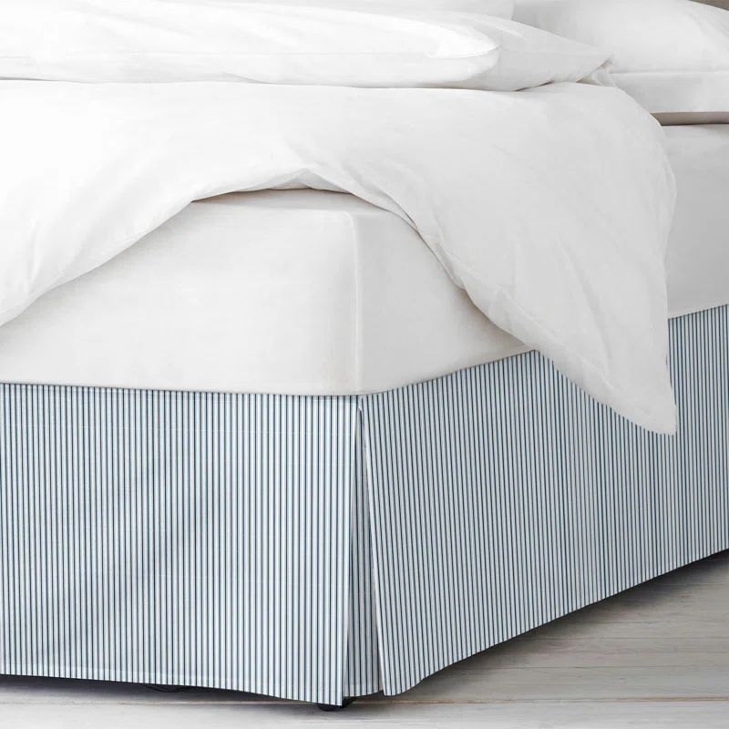 Indigo Cotton Twin Bed Skirt with Split Corners