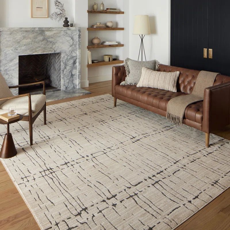 Darby Sand and Dark Grey Geometric 4' x 6' Accent Rug