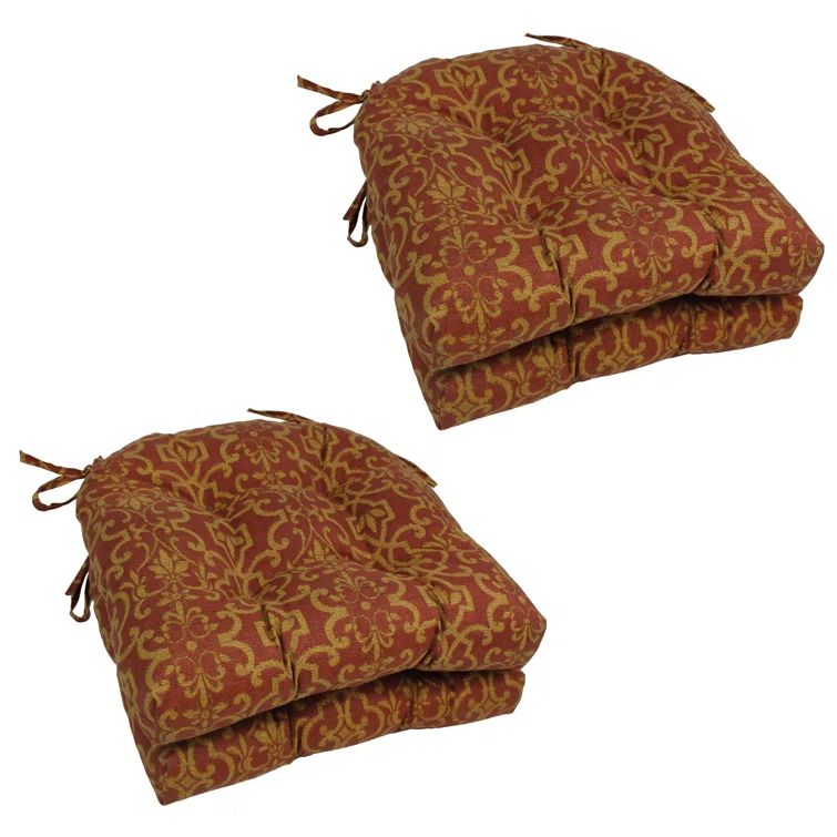 Vanya Paprika Tufted Polyester U-Shaped Chair Cushions, Set of 4