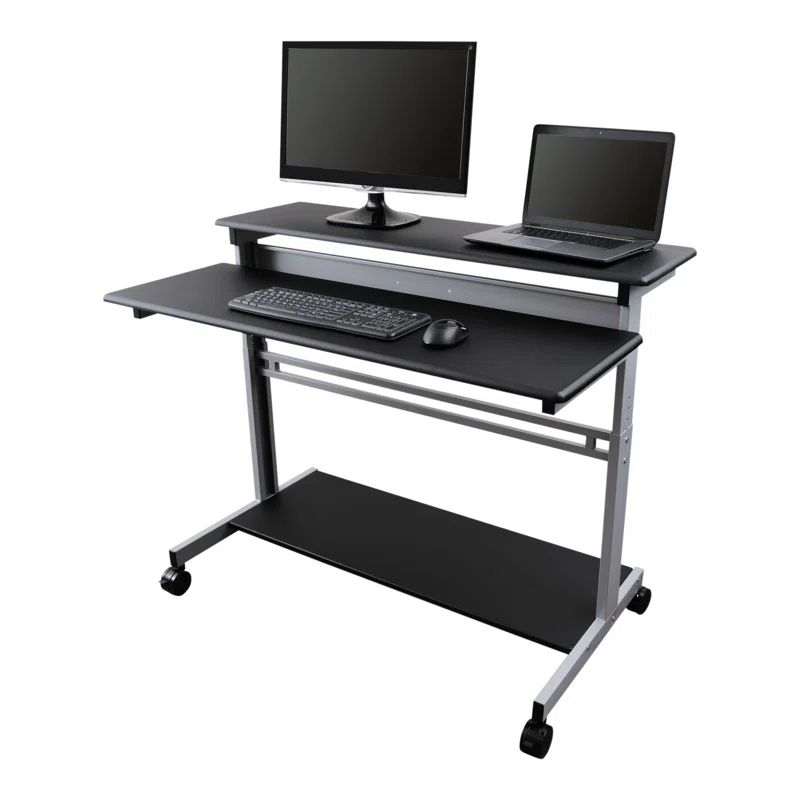 Adjustable Height Black Frame/Black Top Standing Desk