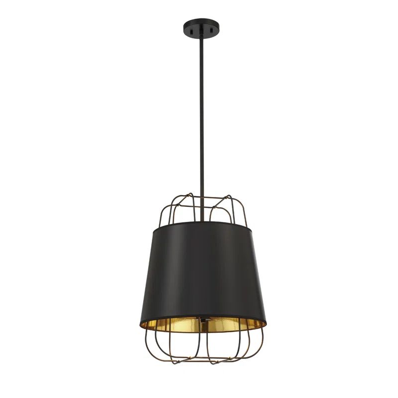 Black and Gold Brass 3-Light LED Pendant Light