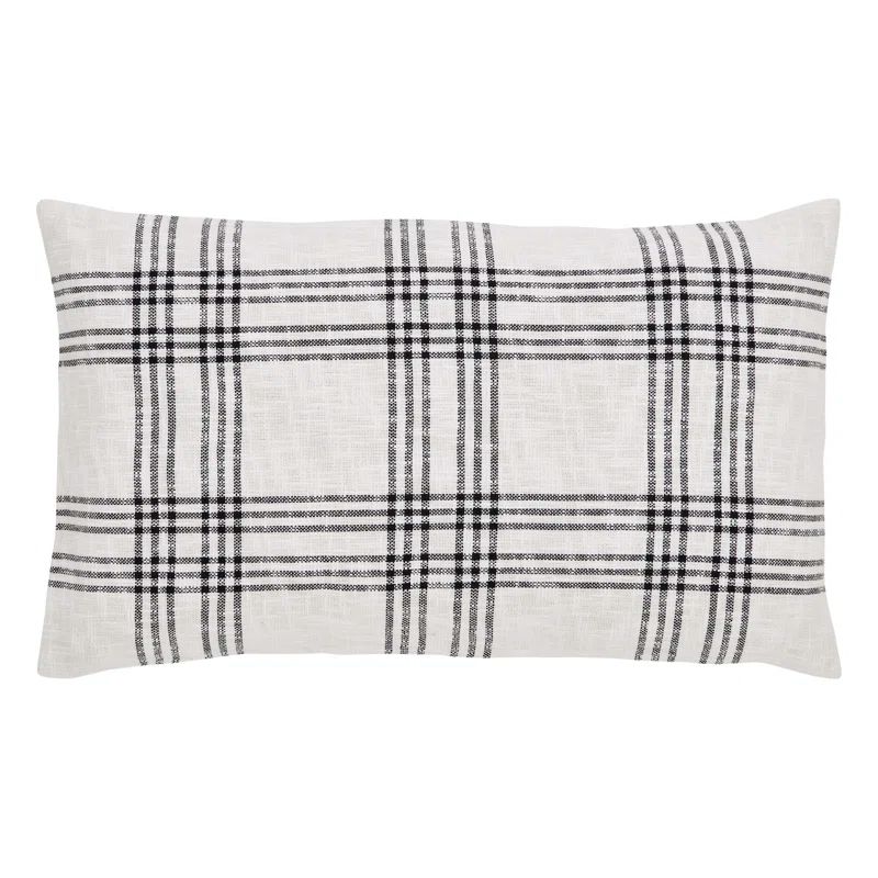 King Size Black and White Plaid Cotton Sham
