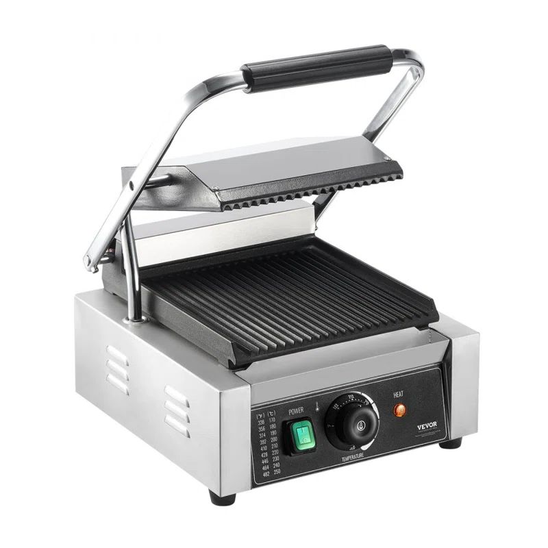 Stainless Steel Commercial Panini Press Grill with Enamel Plate