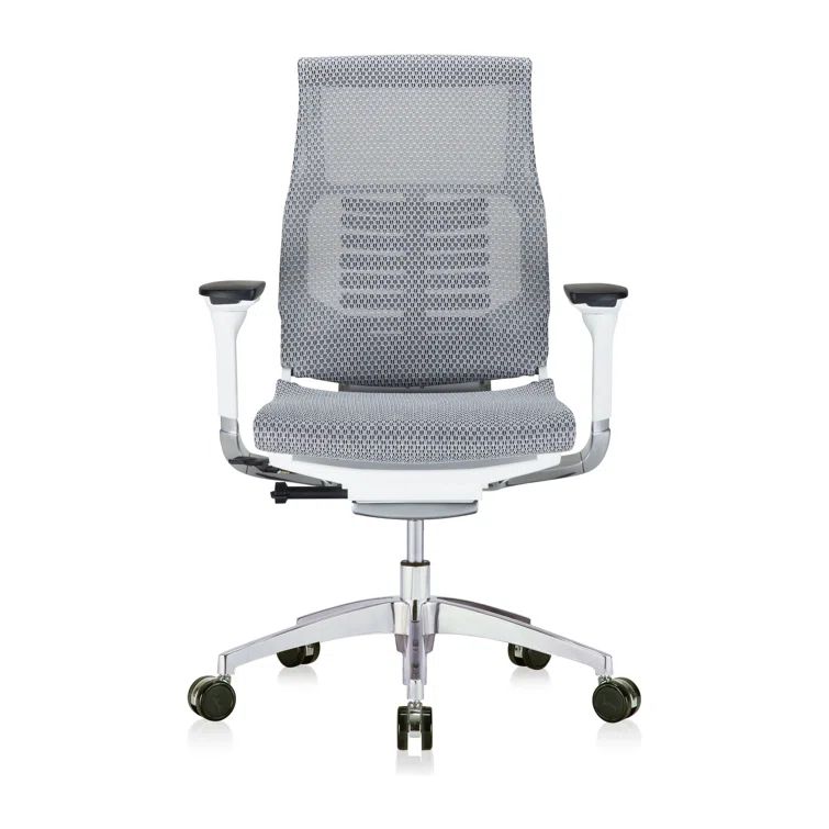 High-Back Gray Mesh Swivel Executive Chair with Adjustable Arms
