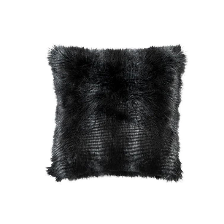 Lili Alessandra Black Faux Fur Square Accent Pillow