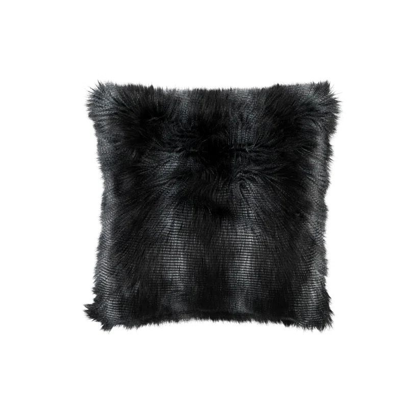Lili Alessandra Black Faux Fur Square Accent Pillow