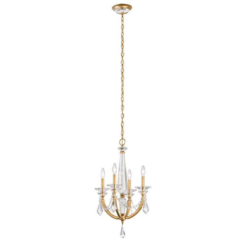 Mini French Gold Crystal 4-Light Plug-in Chandelier