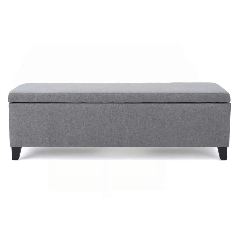 Clor Grey Fabric Storage Ottoman with Board Game Compartment