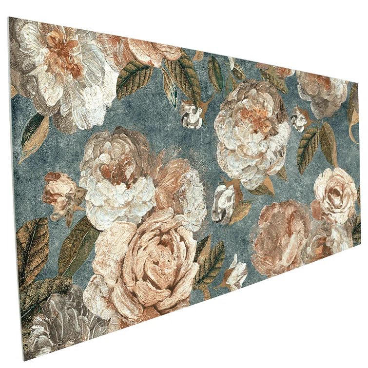 Parete Fiori 24" x 47" Green Glazed Porcelain Floral Wall & Floor Tile