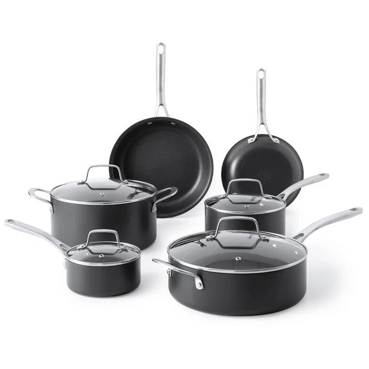 10 Piece Black Nonstick Aluminum Cookware Set