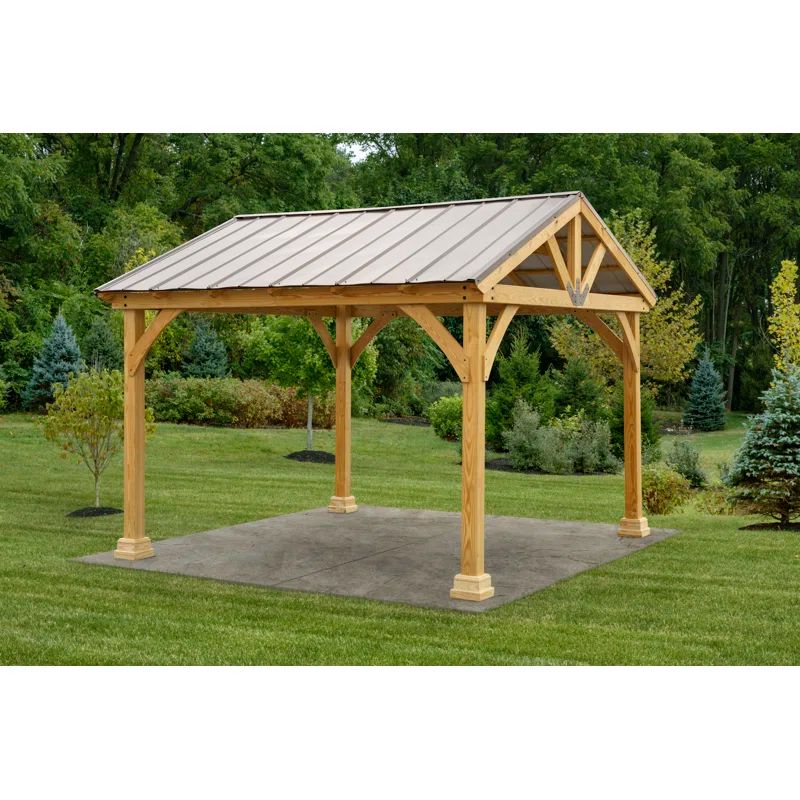 Westmont 12 ft. x 12 ft. Unstained Wood Pavilion with Bronze Canopy