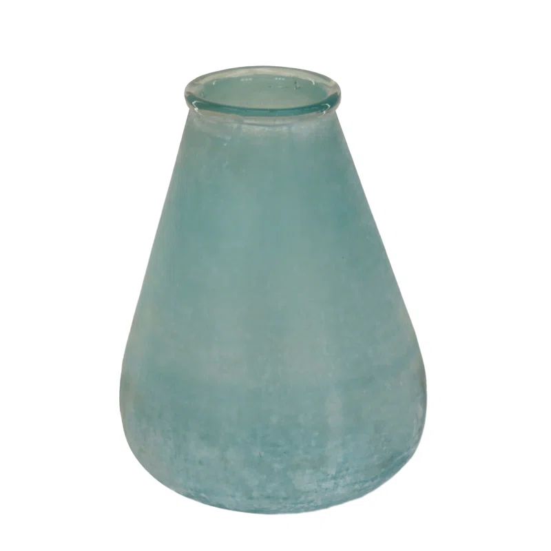 Turquoise Teardrop Glass Decorative Table Vase, 13.5"