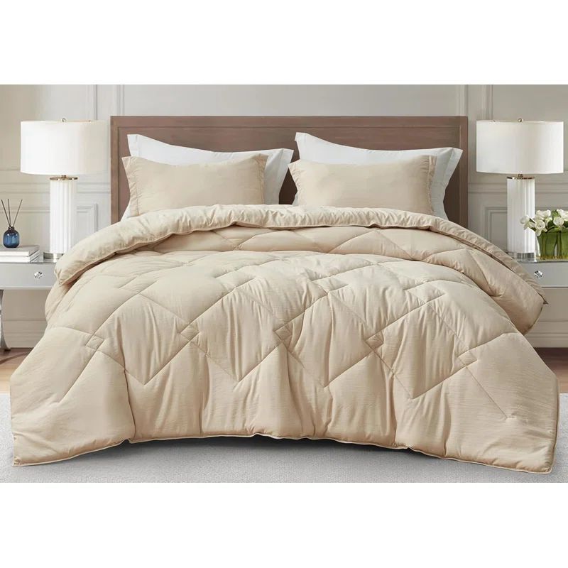 King Light Sand Reversible Microfiber Comforter Set