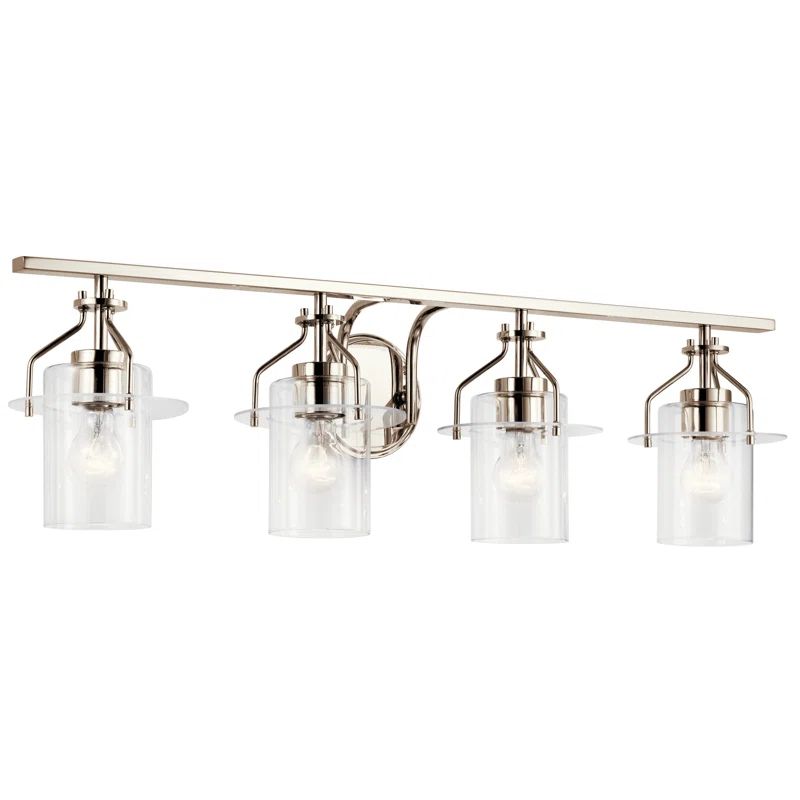 Polished Nickel 4-Light Dimmable Cylinder Vanity Fixture