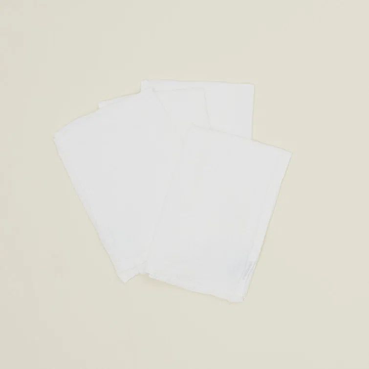 White Belgian Linen Square Napkin Set of 4