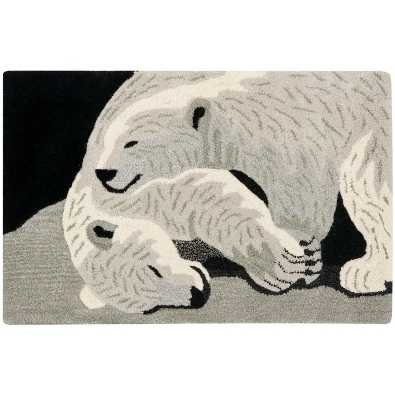 Gray Wool Handmade Tufted Animal Print Rug, 2' x 3'