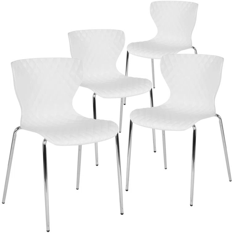 Lowell Modern Quilted White Metal Stackable Side Chair