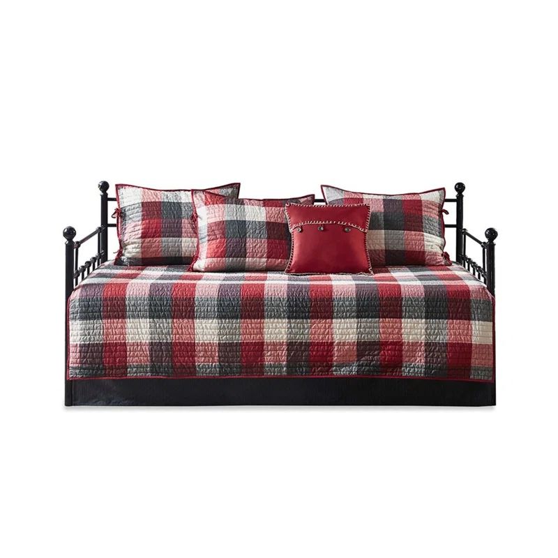 Red and Black Plaid Reversible Daybed Cover Set