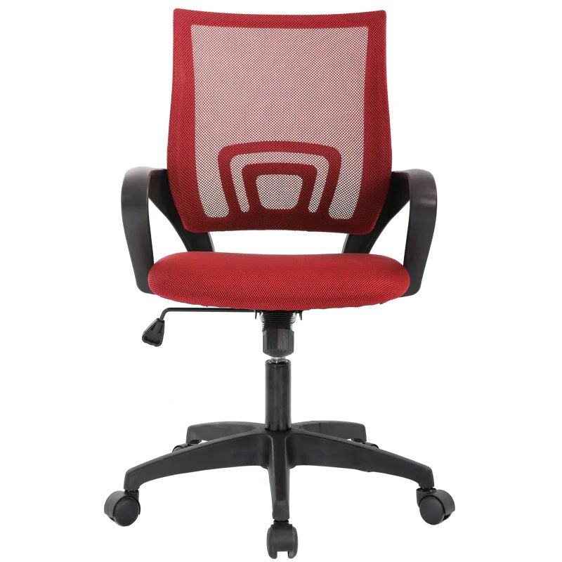 Red Mesh Swivel Task Office Chair with Adjustable Arms