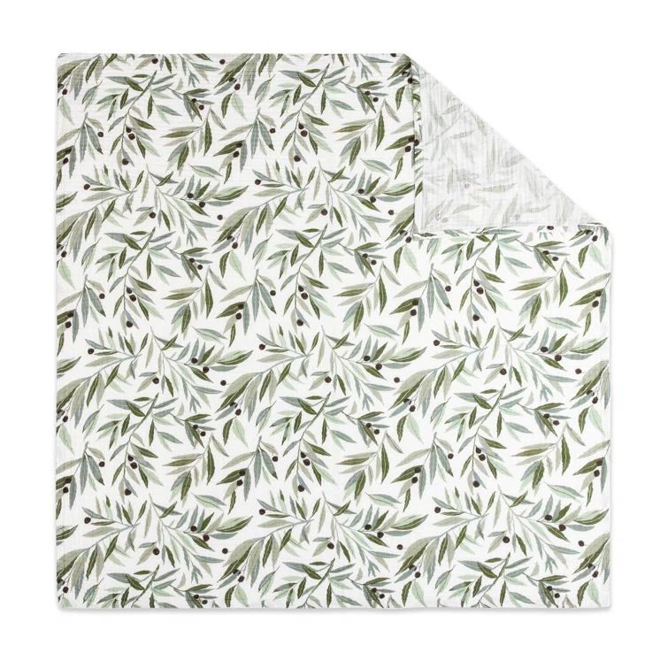 Standard Green and White Floral Cotton Blanket