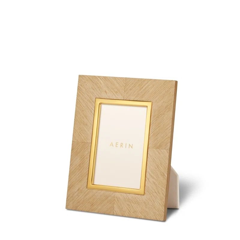 Light Oak and Brass 4" x 6" Picture Frame