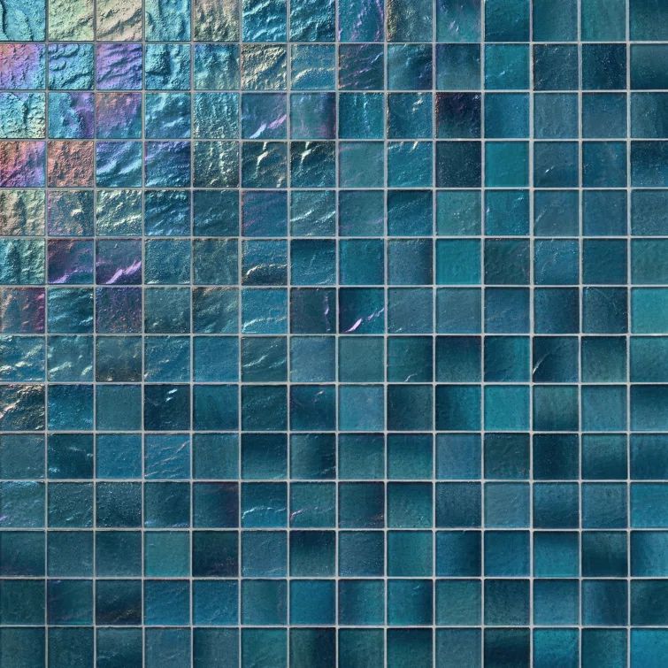 Shallows Blue Iridescent Glass Mosaic Wall Tile