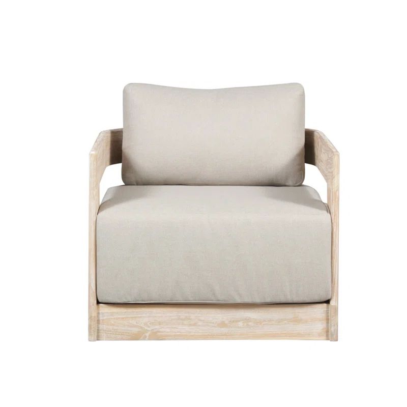 Paradiso 32'' Teak Swivel Chair with Gray Cushions