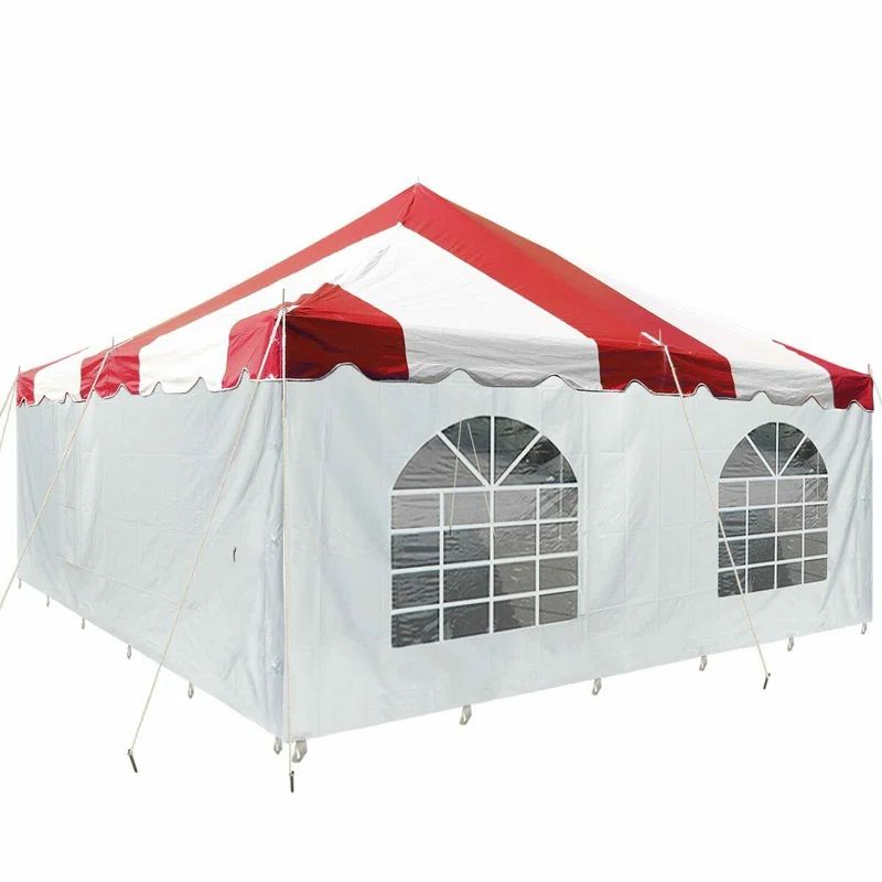 20' x 20' Red and White Alloy Steel Outdoor Event Tent with Sidewalls