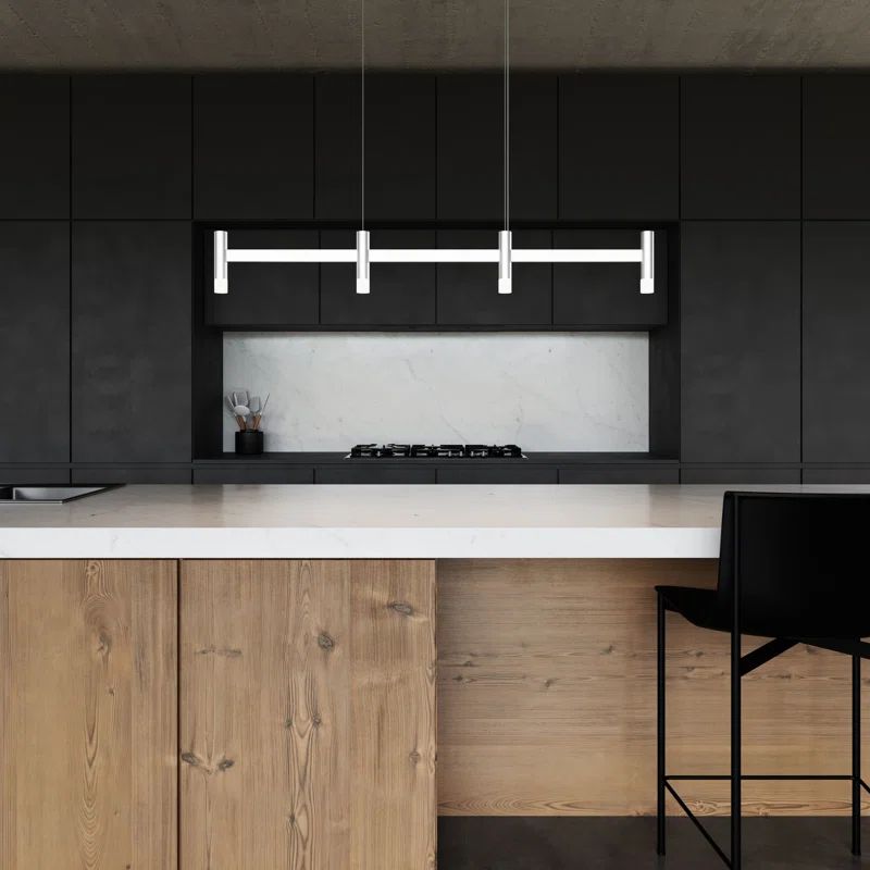 Bright Satin Aluminum 4-Light LED Linear Pendant