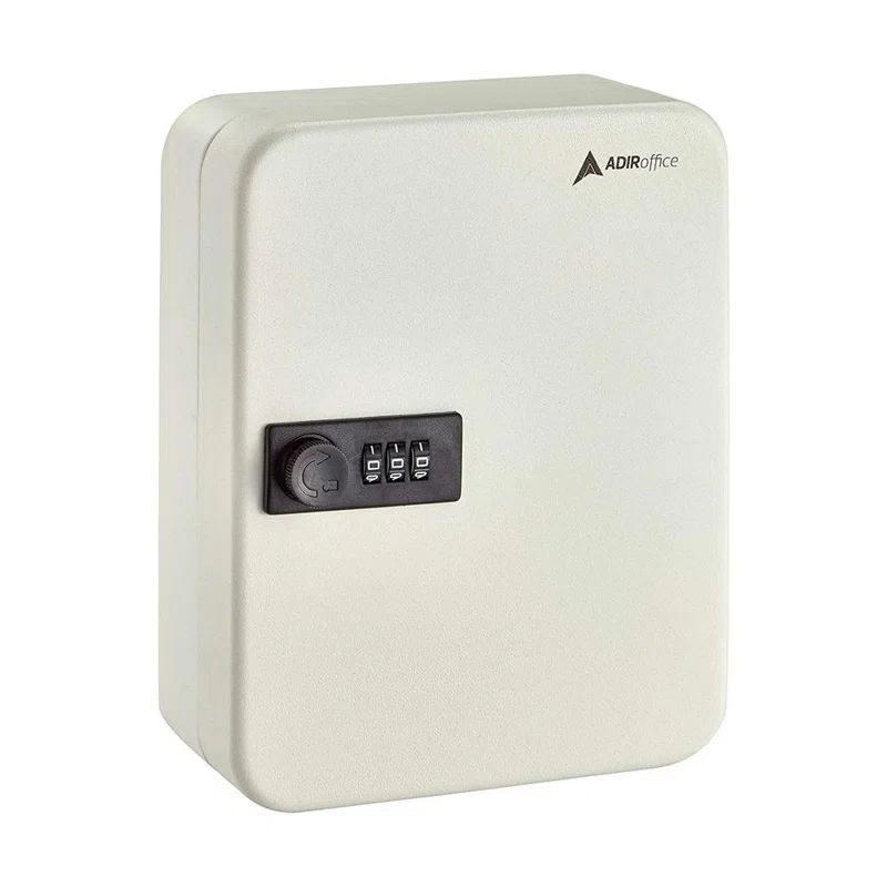 White 48-Key Wall-Mount Steel Cabinet with Combination Lock