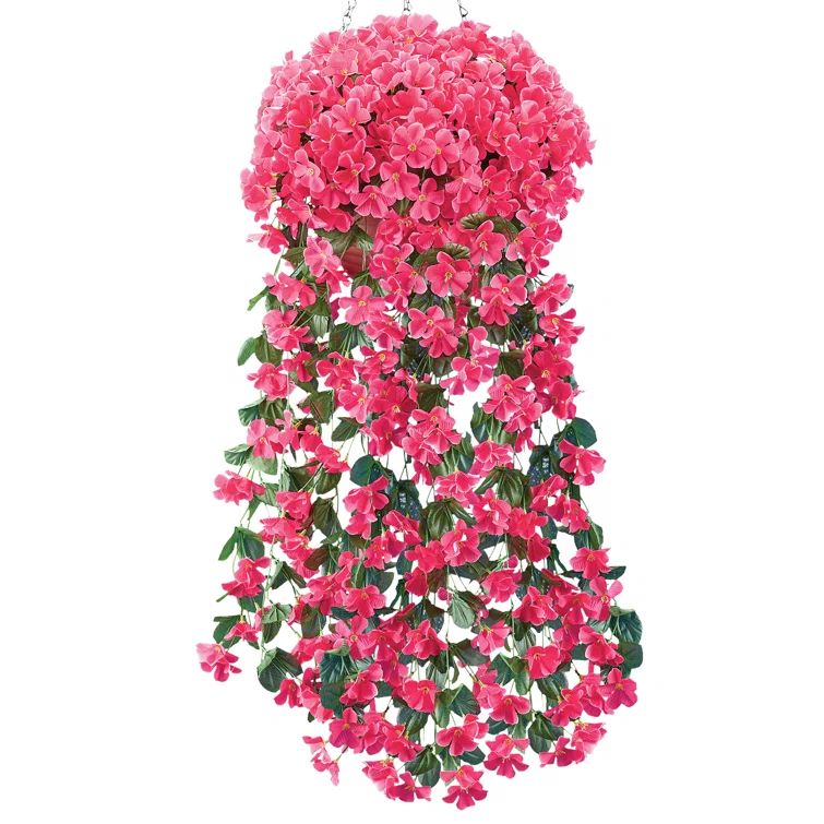 Fuchsia Plastic Hanging Outdoor Summer Floral Arrangement
