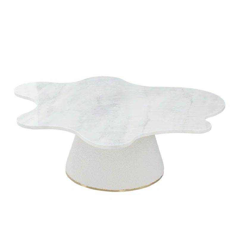 Ivory Round Marble Coffee Table with Gold Stainless Steel Base