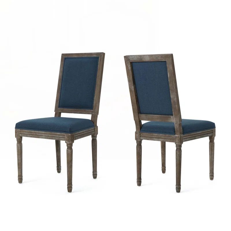 Navy Blue High Back Upholstered Parsons Dining Chairs Set of 2