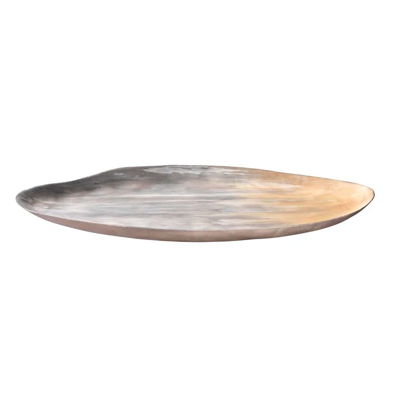 Gray Enamel Oval Metal Decorative Tray