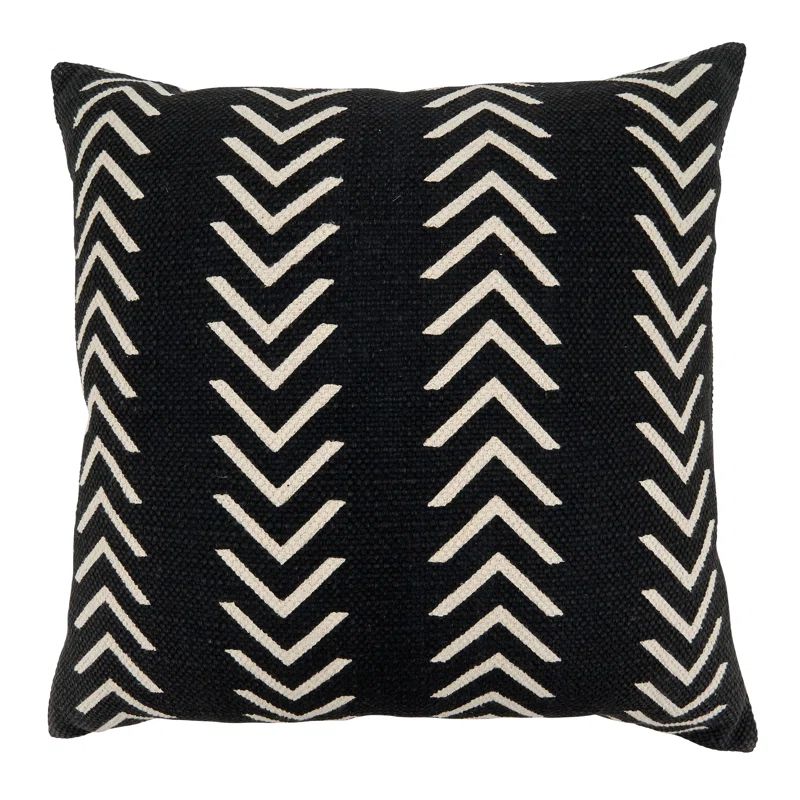 Chevron Design Black Square Down Filled Throw Pillow