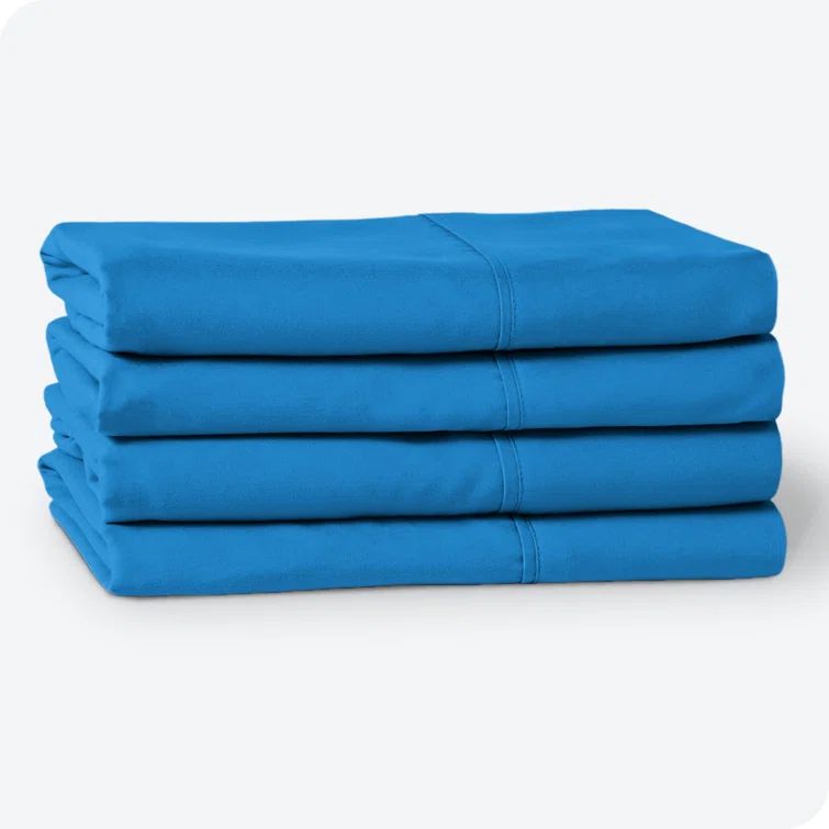 Medium Blue Cotton Hypoallergenic Standard Pillowcases Set of 4