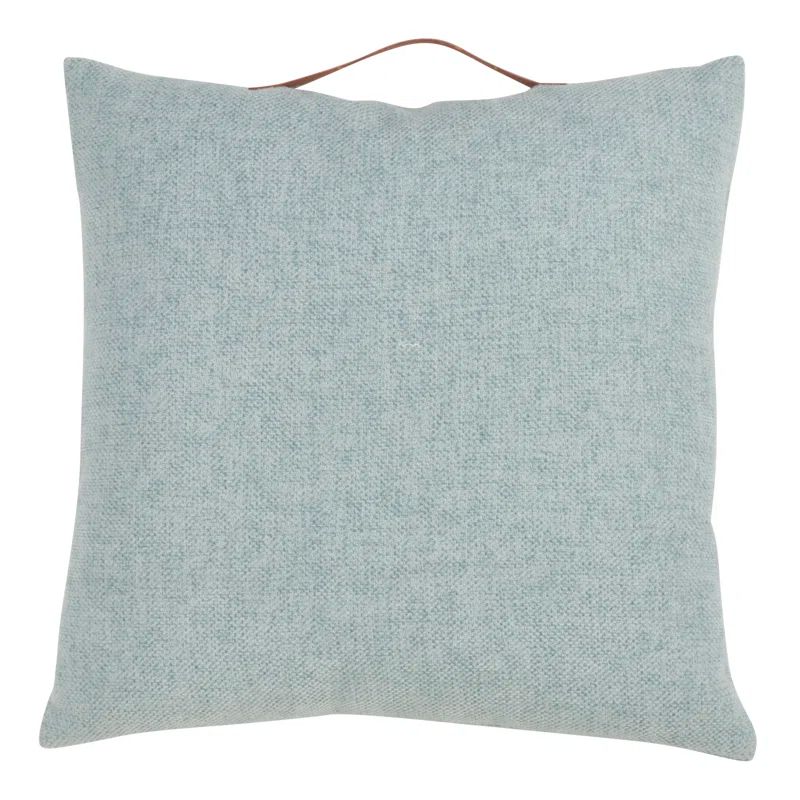 Medium Blue Chenille Square Throw Pillow with Handle