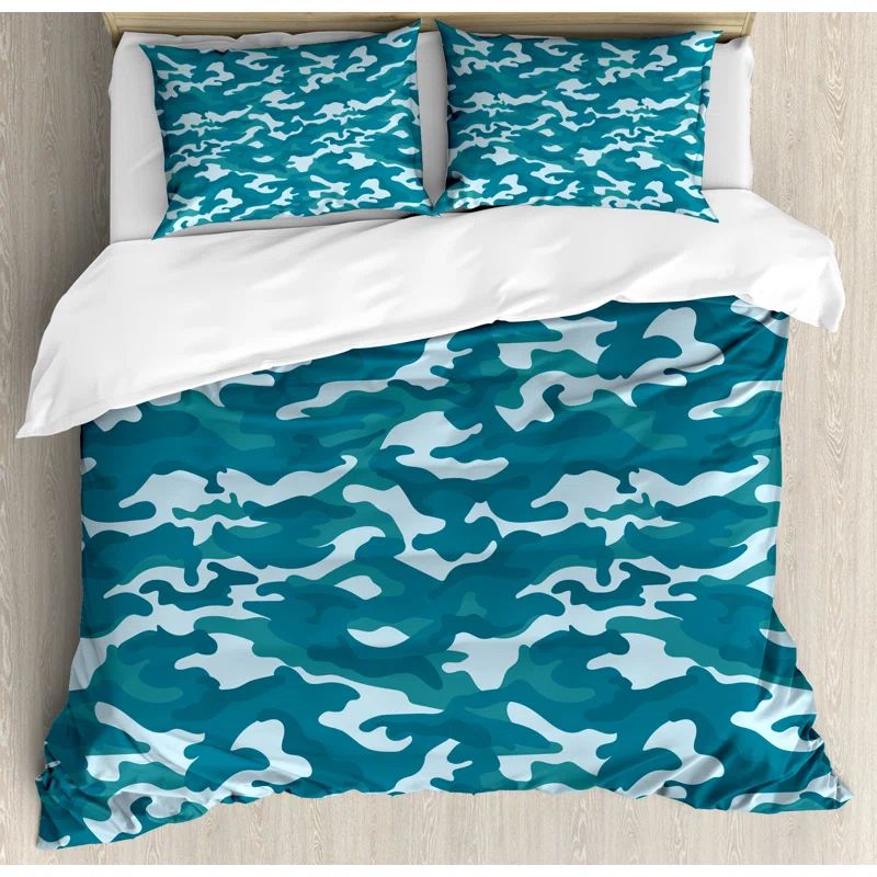 Oceanic Camouflage Microfiber Queen Duvet Cover Set