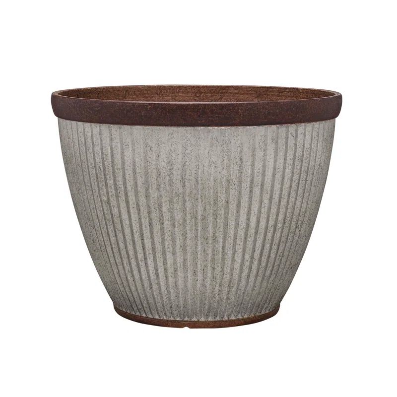 Westlake 10" Rustic Galvanized Resin Round Planter for Indoor/Outdoor