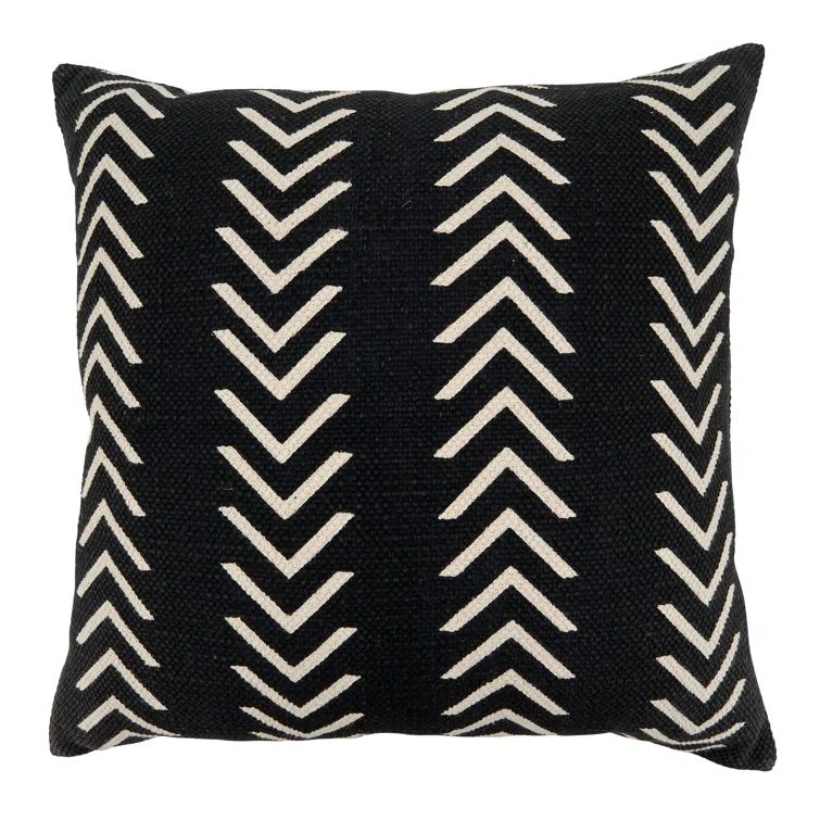 22'' Black and White Cotton Chevron Throw Pillow