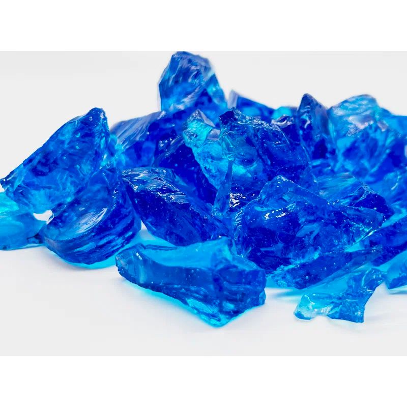 Turquoise Blue Heat Resistant Fire Glass Rocks, 10 lbs